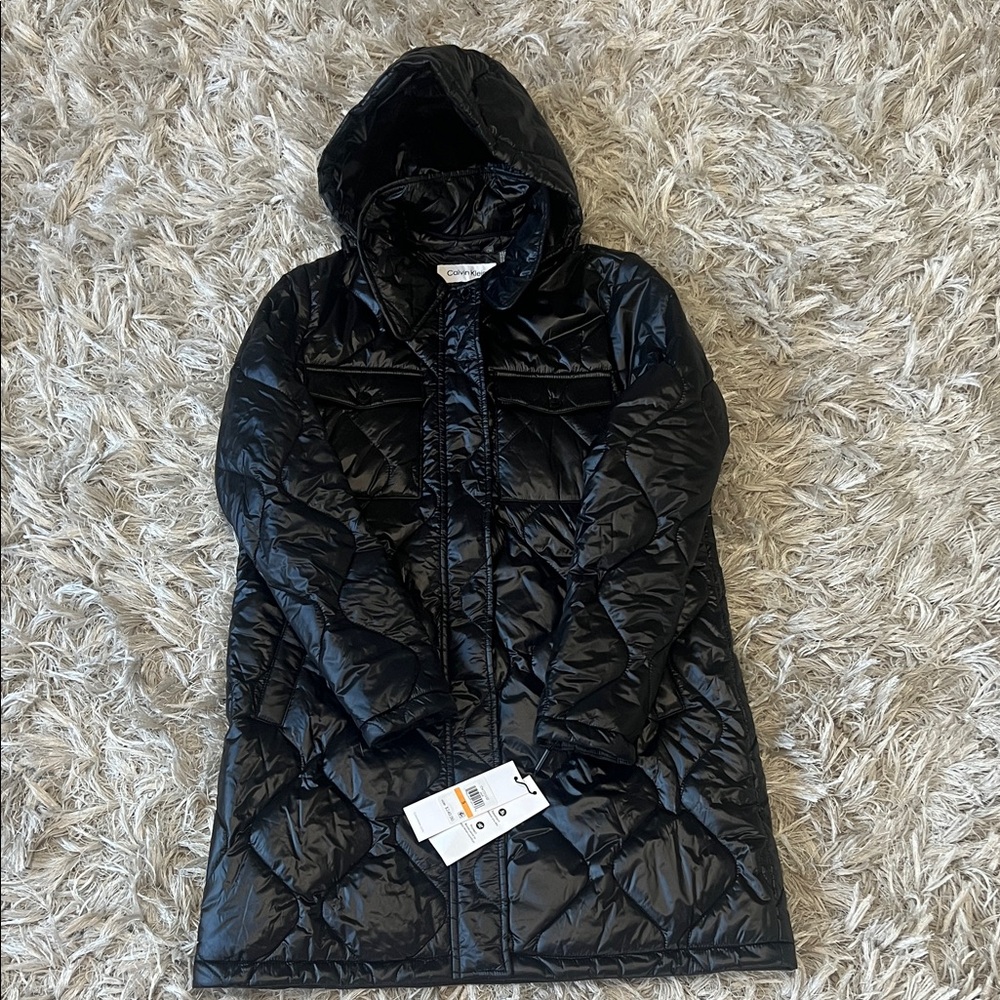 Calvin Klein Shiny Black Quilted Jacket